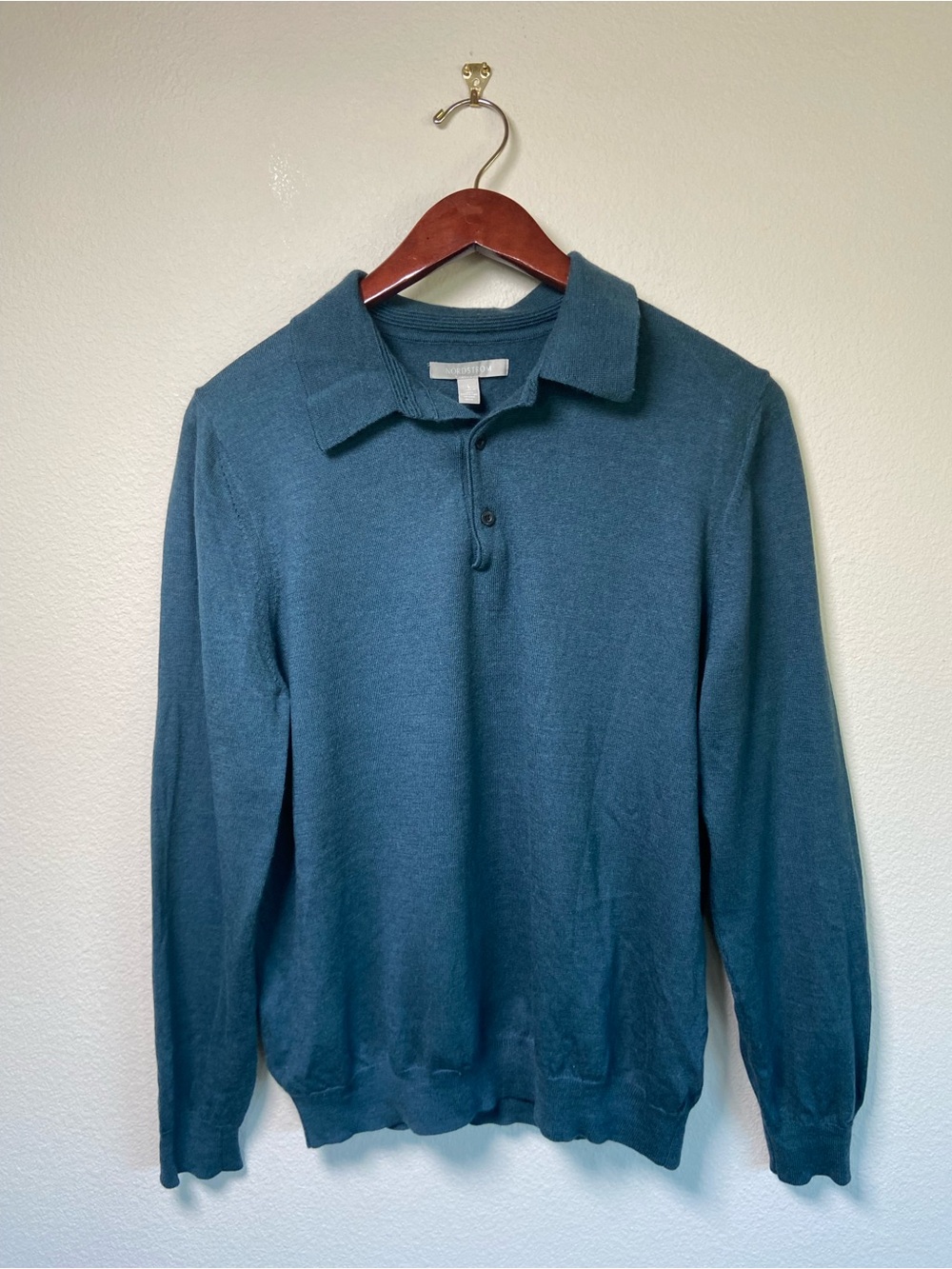 Nordstrom Teal Merino Wool Polo Sweater